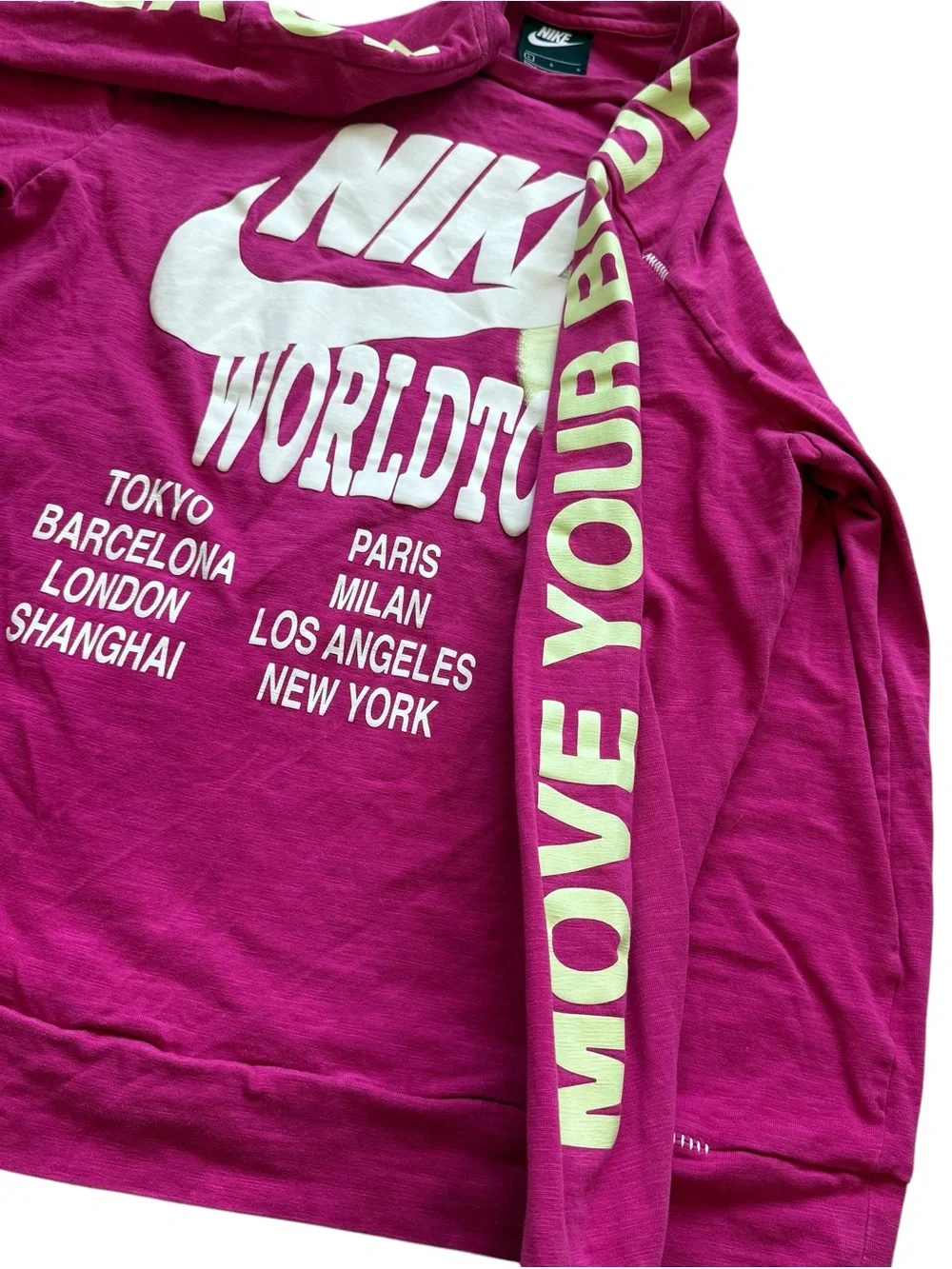 Nike World Tour Move Your Sole Long Sleeve Shirt Pink Men’s L Graphic Tee Gym